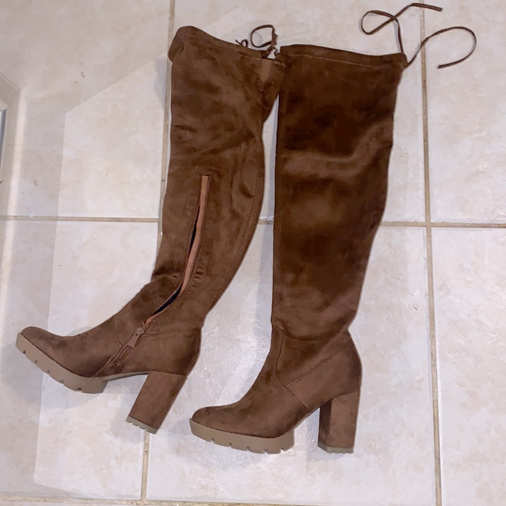 Brown thigh high/over the knee boots